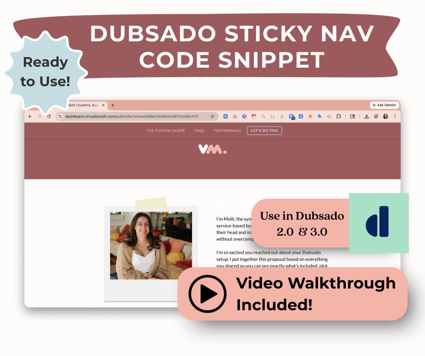 Dubsado Nav Bar Code Builder cover