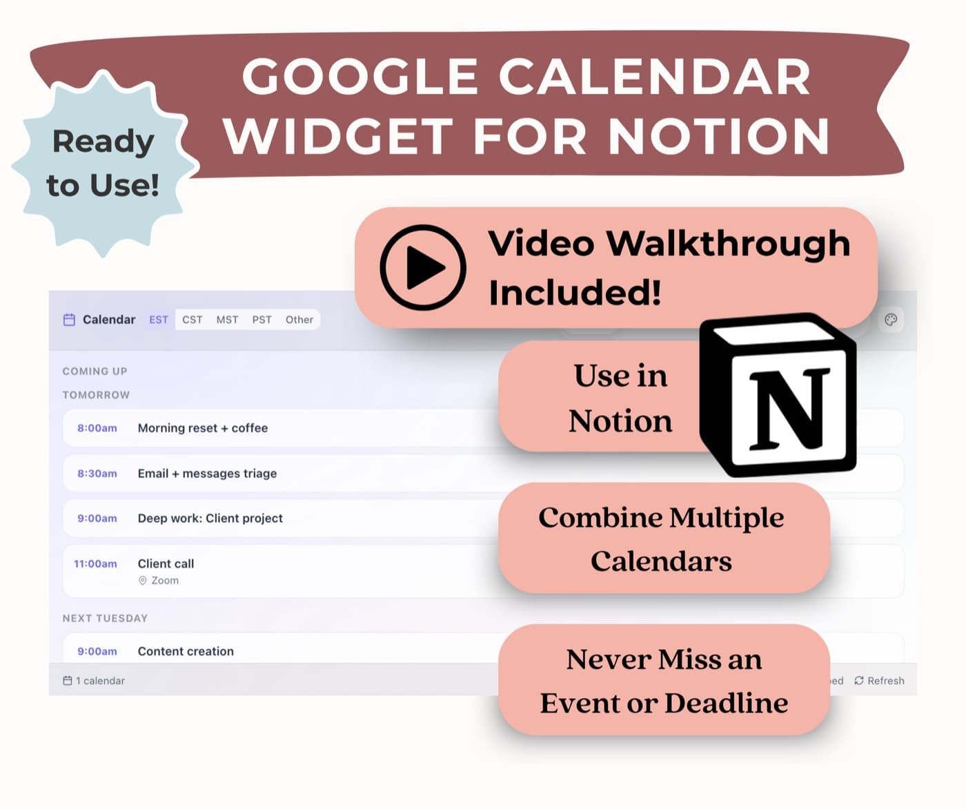 Google Calendar Notion Widget cover
